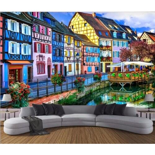 3d wallpaper Custom photo mural Dreamy French town scenery picture room decor painting 3d wall mural wallpaper for walls 3 d