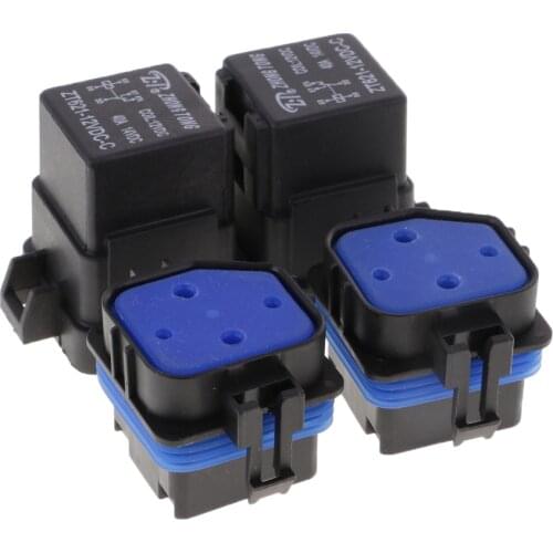 4 Sets 12V 40A AMP 5 Pin Relay and Relay Holder Socket Integrated +Terminals