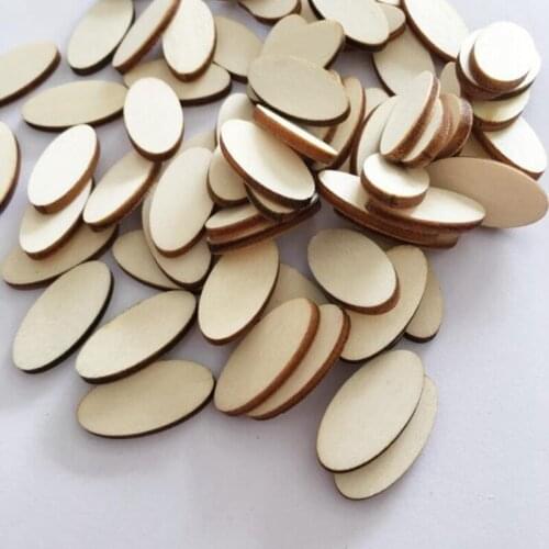 50pcs Natural oval Wood chips Beads DIY Handmade wooden board Material Jewelry