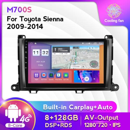 HDMI+IPS Screen Android 10.0 8 Core Car Multimedia dvd Radio for Toyota Sienna 2009 2010 2011 2012 - 2014 DSP GPS SWC BT WIFI