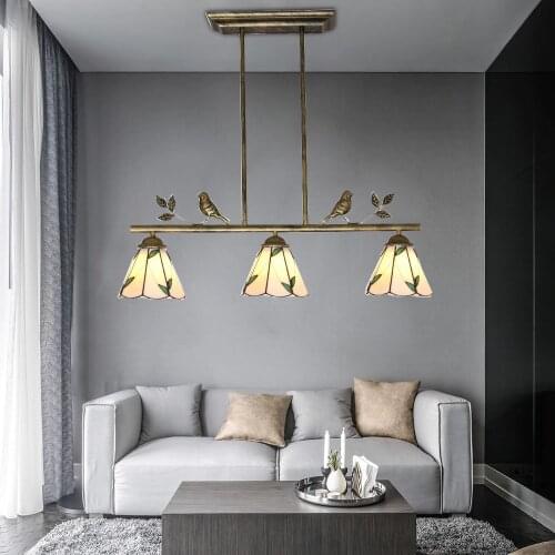 Artpad Mediterranean Mosaic Decoration Modern Pendant Light Stained Glass Lampshade LED Adjustable Hanging Lamp For Living Room