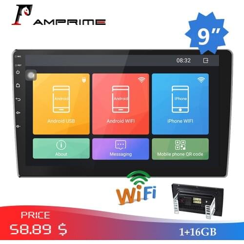 AMPrime 9" Android Car Radio 2 Din Multimedia Player GPS Navigation Auto Stereo WIFI Bluetooth FM Video Player Mirrorlink Camera
