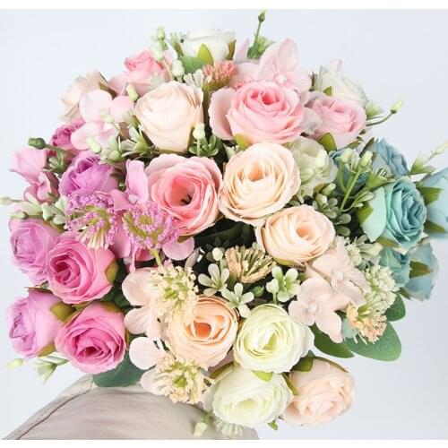 A bunch of beautiful artificial peony roses silk flowers DIY home garden party wedding decoration artificial flowers