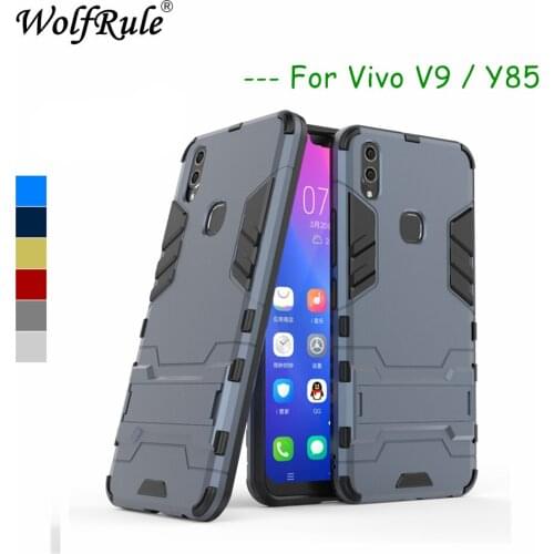 WolfRule Case Vivo V9 Cover Soft Silicone + Hard Plastic Kickstand Back Case For Vivo V9 Shell BBK Vivo V9 / Y85 Phone Fundas