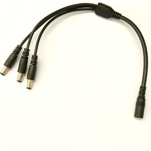 DC BLACK CABLE LV POWER TRIPLE SPLITTER 2.1MM - 1 x FEMALE IN/3 x MALE OUT