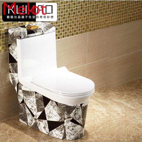 Color toilet Nordic retro toilet siphon geometric pattern water saving and odor proof toilet