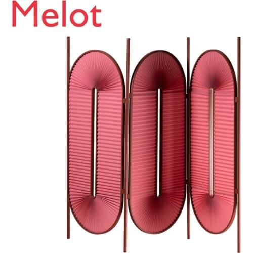 Designer pleated cloth simple living room partition folding screen porch folding mobile screen red screen