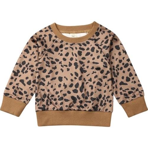 Toddler Baby Girls Boy Hoodies Kids Girl Fashion Cotton Leopard Print Pullover Sweatshirt Tops Autumn Winter Clothes