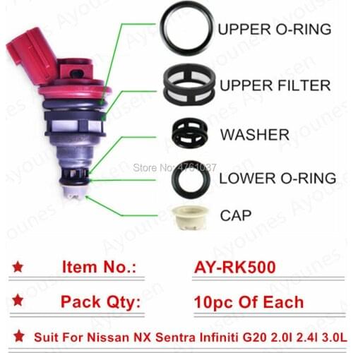 10sets Fuel Injector Repair Sevince Kits Top Quality For Nissan NX Sentra 2.0L Parts #16600-53J03 Free shipping For AY-RK500