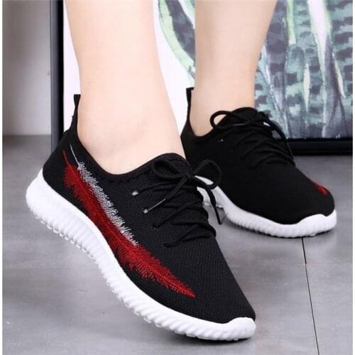 Fashion Female Soft Flat Knitted Shoes Women Sneakers Casual Slip On Ladies Shoe Breathable Mesh Running Footwear Tenis Feminino
