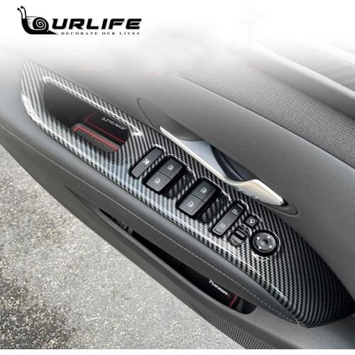 Car Carbon Fiber Panel Cover For Tucson NX4 2021 Central Control Gear Shift Box Outlet Armrest Interior Styling Accessories