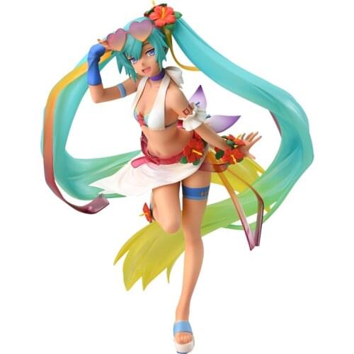 Hatsune Tropical Summer Anime Figure Pvc Model Cartoon Toys Hatsune Doll Anime Toy Gift Collectible Cartoon Figure Model