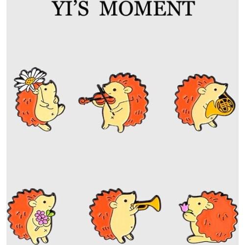 Little hedgehog Cute Cartoon Enamel pin Badge Shirt Denim Lapel Pins Backpack Bag Accessories