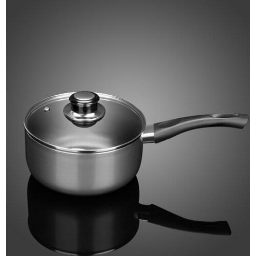 Hot milk small pot baby food household single handle flat-bottomed boiling pan soup noodle rice double-bottomed non-stick cooker