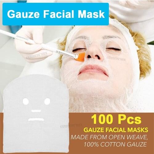 100pcs Facial Mask Gauze 100% Cotton Permanent Makeup Gauze For Beauty Salon Skin Management Soft Mask High Frequency Treatments