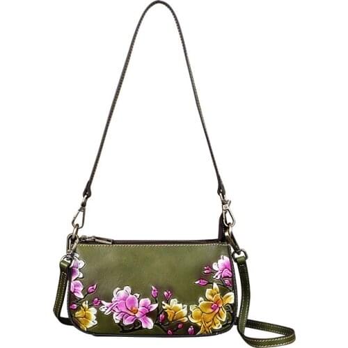 Fashion Flowers Pattern Small Handbags Real Genuine leather Women Mini Bags Crossbody Bags Clutch Female Messenger Bag Lady Tote