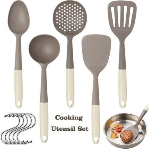 10Pcs Non-stick Silicone Kitchenware Set Cooking Spatula Filter Spoon Convenient Cutlery Kit Spoon Spatula Cookware For Kitchen