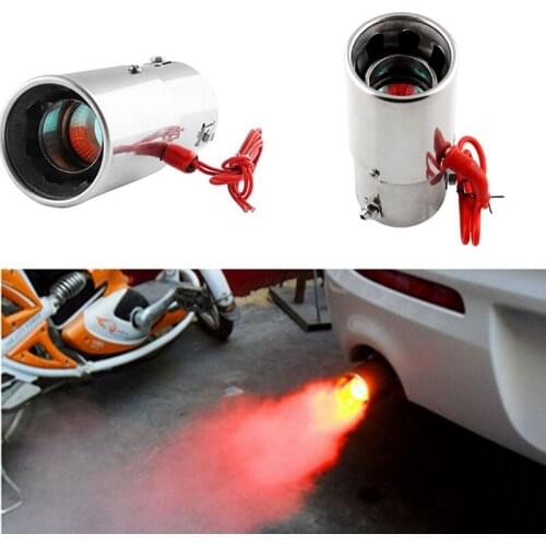 Exhaust Muffler Tip Pipe with LED Light Universal Vehicles Bolt-on to Car Modified Single Outlet Tail Throat