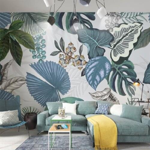 Customized 3D wallpaper mural 3d Southeast Asian style plants Nordic rainforest living room sofa bedroom luxury decoration wallp