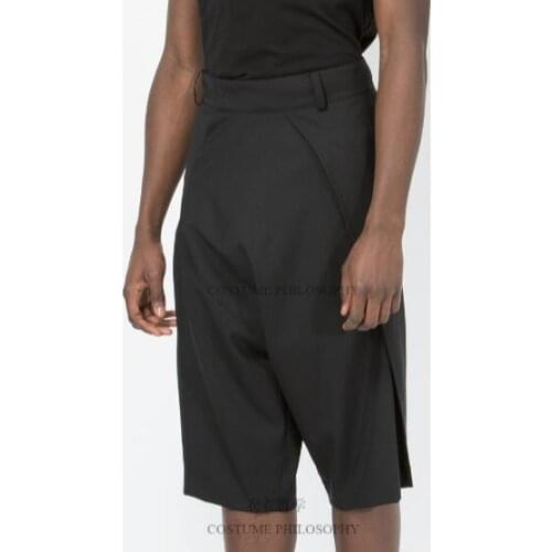 Customizable NEW mens clothing Fashion hair stylist splicing double character leisure five pants plus size costumes 27-45