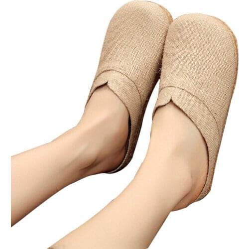 National style linen shoes womens breathable casual baotousen womens shoes easy to wear pure hemp slippers in summer