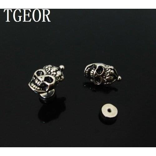 NEW ARRIVAL illusion cheaters 1 pair 1.2*6*6/(9*15)mm Stainless Steel Retro skull with crown piercing fake plugs