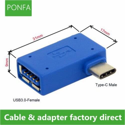 Right Angled 90 Degree USB 3.1 type c USB-C Type-C male to USB 3.0 A Female OTG Adapter connector converter for Laptop