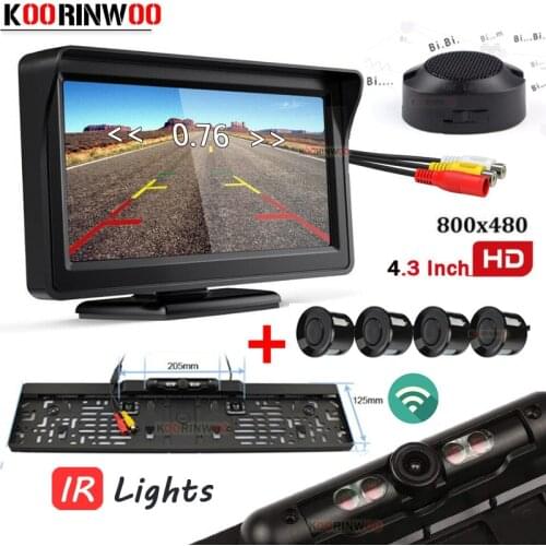 Koorinwoo Intelligent Wireless Licence IR Night Vision Car Monitor With Camera Rear view Reverse parking Sensors Assist Jalousie