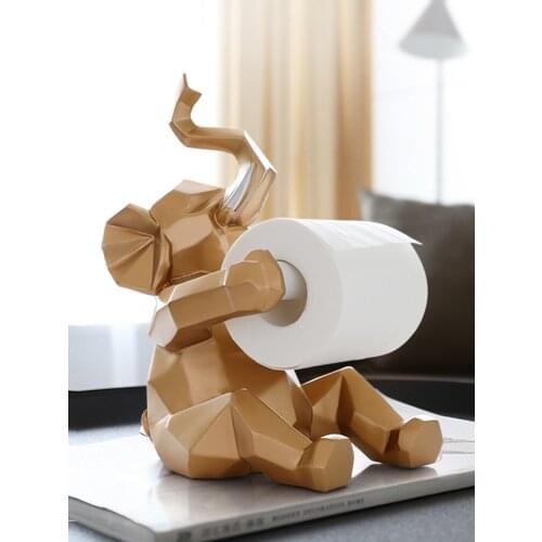 Animal Statue Craft Toilet Roll Paper Holder Rack Table Living Room Office Hanging Paper Elephant/deer Figurine Home Decor