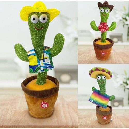 Dancing Cactus Plush Toy Singing 120 English Songs Electronic Shake Soft Plush Doll Luminous Cactus Toys For Kids