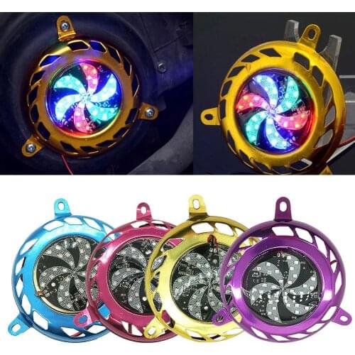 Universal Motorcycle Motorbike Scooter Engine Cooling Fan Cover with Colorful Strobe Light Motorcycle Accessories
