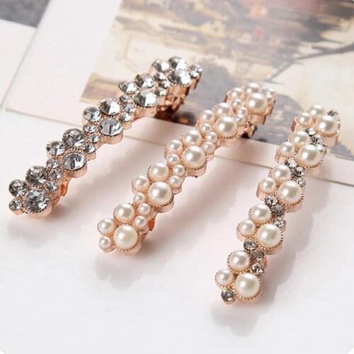 Fashion 5 Colors Korean Crystal Pearl Hair Clips Elegant Women Barrettes Hairpins Hairgrips Headwear Hair Accessories