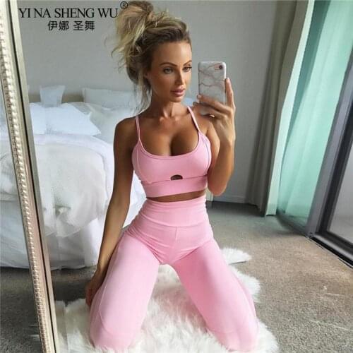 Women 2pcs Seamless Yoga Set Sport Pants Wear Workout Clothes Long Sleeve Gym Crop Top High Waist Leggings Fitness Sports Wear