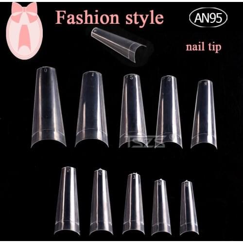 1bag/lot 500pcs 10 sizes Clear Square False Fingernails Transparent Half Cover Stiletto Artificial Nails For Nail Art Salon