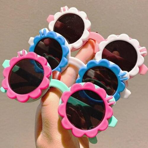 1PCs New Children Cute Cartoon Flower Heart Sunglasses Kids Round Glasses Baby Fashion Colors Sunglasses Boys Girls Eyewear