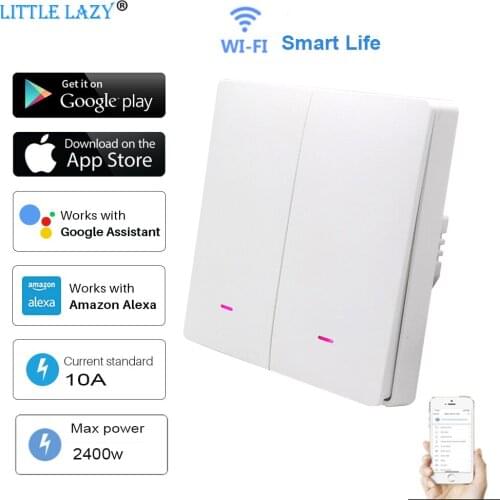 2gang Tuya Smart WiFi Switch 220V Wall Push Button Switch APP Remote Control Smart Home Compatible With Alexa Google Assistant