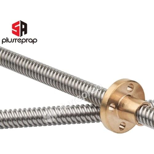 2pcs T8*8 mm Lead Screw 400 mm 8mm Lead Trapezoidal Spindle Screw Lead Screw Rod T Shape Linear Rail Bar Shaft Brass Nut
