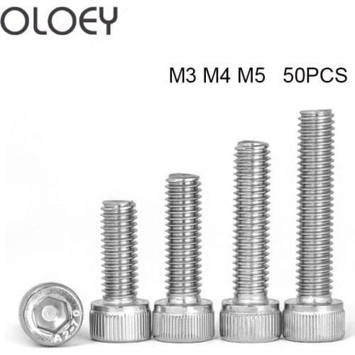 20/40/50pcs DIN912 Allen socket head screw 304 stainless steel M3 M4 M5 Hexagon socket head cap screws hex socket screw