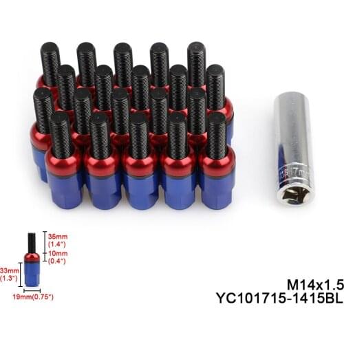 20pcs Steel Ball Seat Lug Nuts Wheel Bolts Extender M14x1.5 Auto Accessory For Audi Benz Porsche Volkswagen Shank Length 35MM