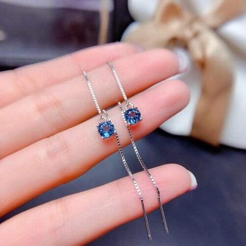 2021 new topaz earrings line for women jewelry real 925 sterling silver earrings natural blue topaz gem girl birthday party gift