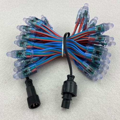 50pcs/set regulated bullet type DC12V addressable 12mm WS2811 RGB led pixel node;RGB 18AWG wire,IP68;with 0.2m xConnect pigtail