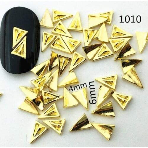 50pcs/pack Japan Korea Alloy Nail Art Gold Engraved Long Triangle Metal Accessories Decoration for Phototherapy Nail Sticker DIY