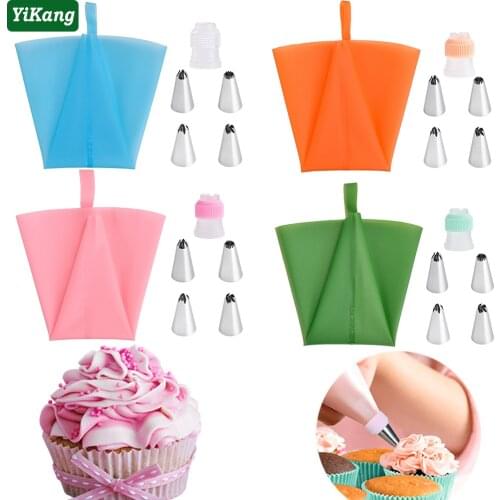 Silicone Pastry Bag DIY Cake Decorating Tools Icing Piping Cream Nozzle Set Pastry Bags Transverter Cake Decorating Accessories