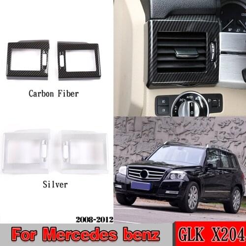 ABS Chrome Carbon Fiber Car Side Air Conditioning Outlet Vent Frame Accessories For Mercedes benz GLK Class X204 2008-2012