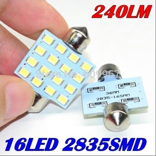 Free Shipping 500pcs/lot dome light C5W 31mm 36 mm 39mm 42mm festoon led smd 16SMD LED 2835 White LIGHT Festoon led Dome Light