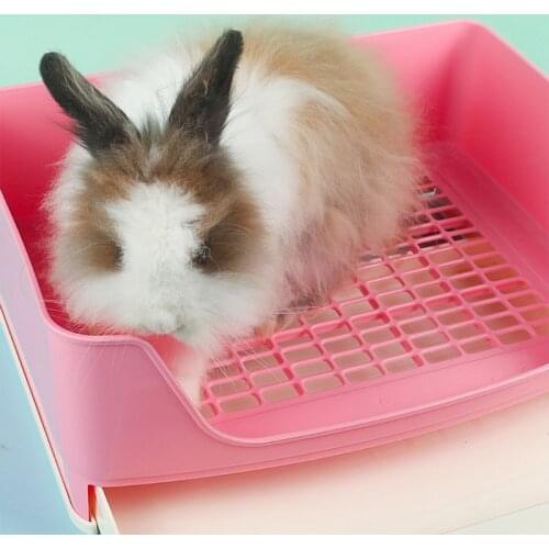 Large Rabbit Litter Box with Drawer Place Firmly Pet Bedpan Corner Toilet Box with Grate Potty Easy Operation Bigger Pet