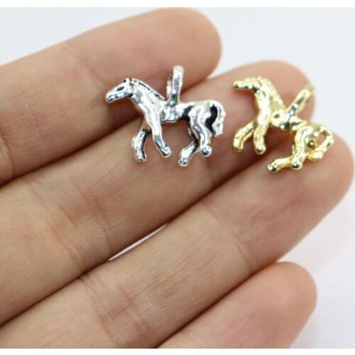 Eruifa 20pcs 18mm Horse Gold/Silver Plated Zinc Alloy Charms Pendant Jewelry DIY Necklace 2 Colors