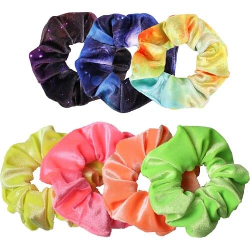 3Pcs/Lot Fluorescent Velvet Scrunchies Women Girls Elastic Rubber Hair Bands Tie Colorful Ponytail Holders Hair Rope Accessories