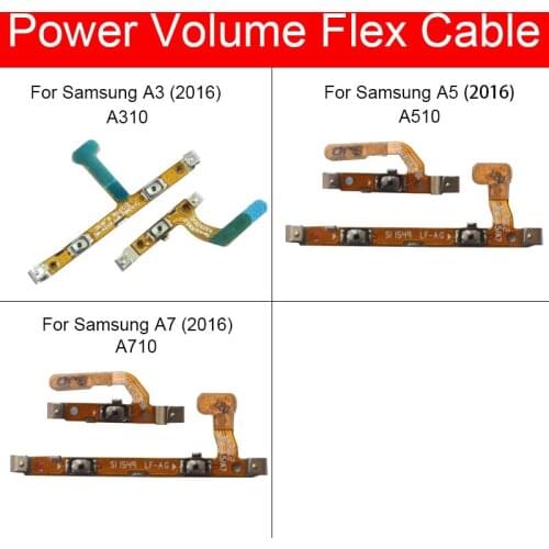 Power + Volume Switch Flex Cable For Samsung Galaxy A3 A5 A7 2016 A310 A510 A710 Side Button Key Flex Cable Replacement Repair