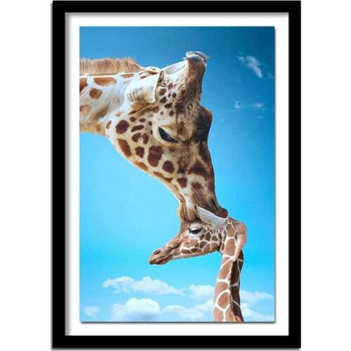Diamond Painting Cross Stitch Animal Picture of Rhinestones Needlework Home Decor Diamond Embroidery Giraffe kiss BB10470